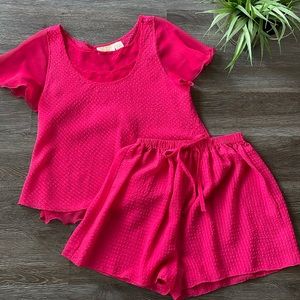 Vintage Victoria Secret Gold Label Silky Short Sleeve Pajama Two Piece Set